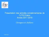 Présentation des activités complémentaires UTB 2017-2018