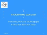 Présentation du programme UTB 2026-2027