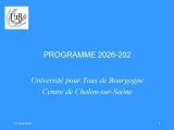 Présentation du programme UTB 2026-2027