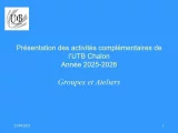 Présentation des ateliers 2025-2026